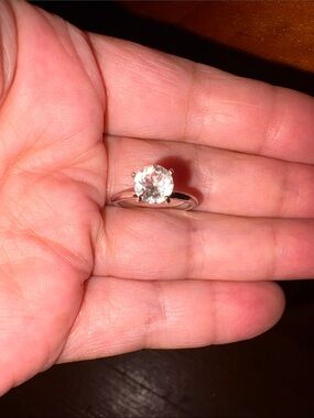 Classic White Crystal Stud Earrings and Ring Set - Silver Tone